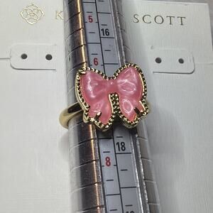 Kendra Scott Haley Bow Ring Gold Plated Blush Ivory Mother‑of‑Pearl 7 Dust Bag